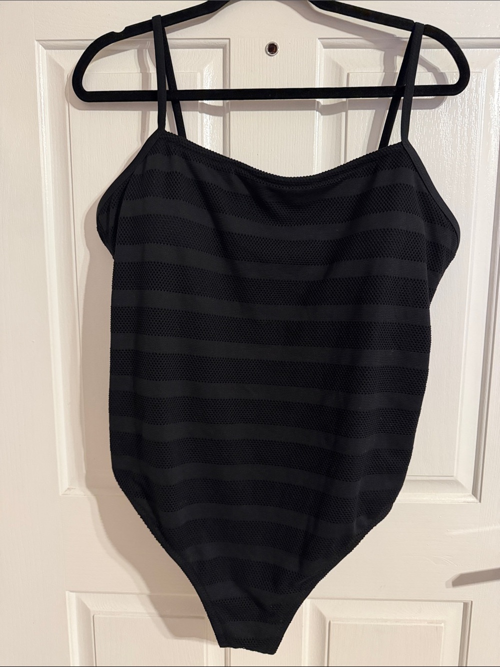 Shade & Shore Black Striped One-Piece Swimsuit